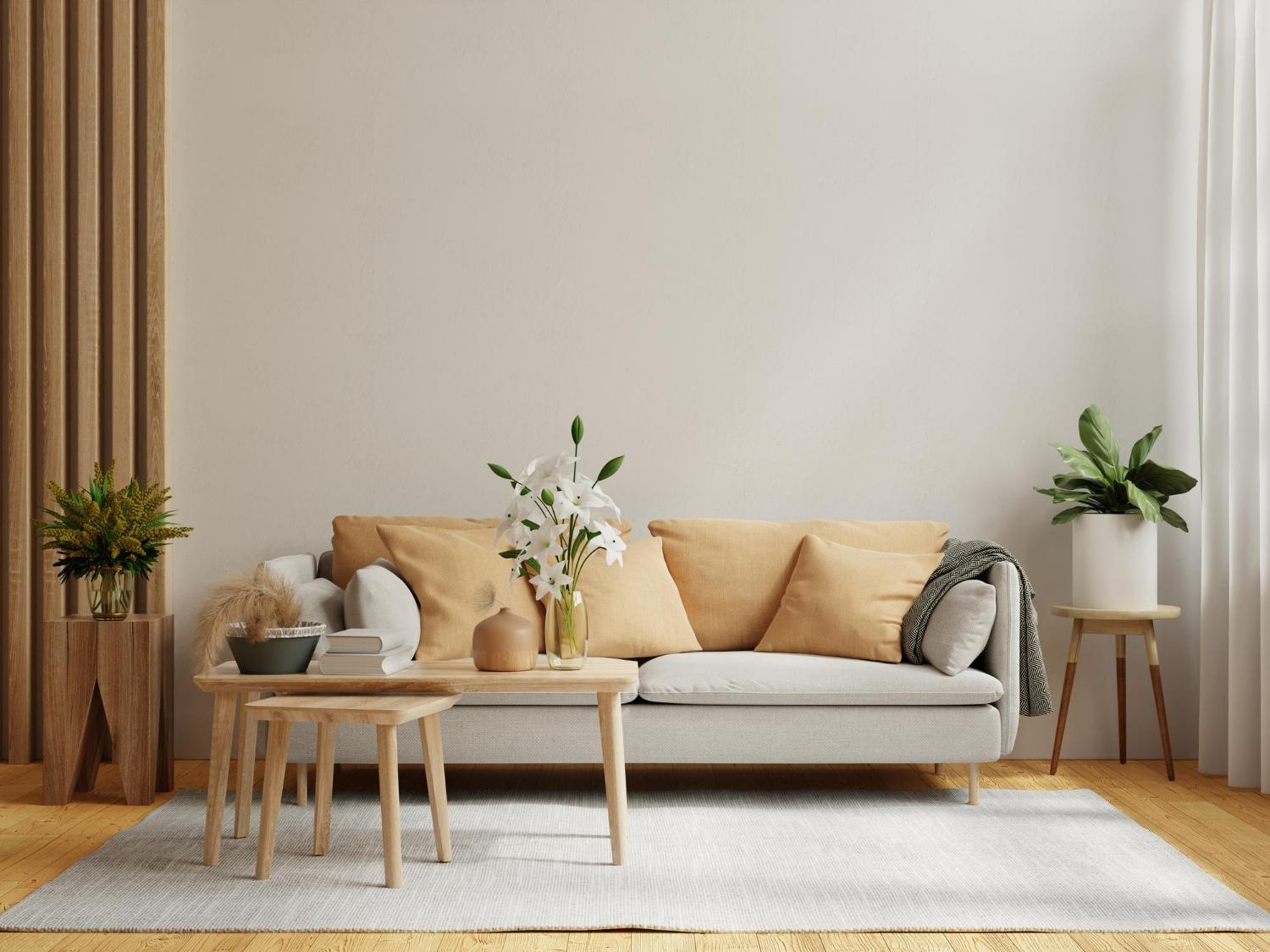 Bright Cozy Modern Living Room Interior Have Sofa Plant With White Wall3d Rendering 1